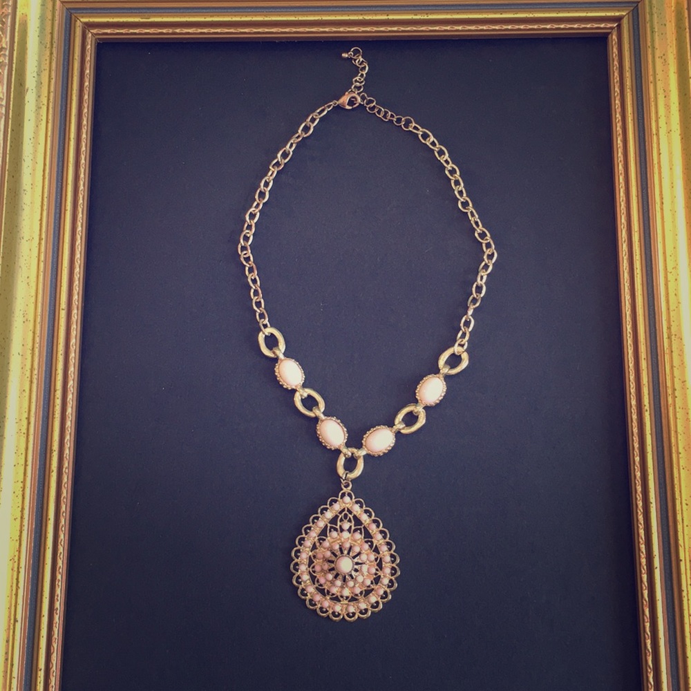 Light pink gold statement necklace